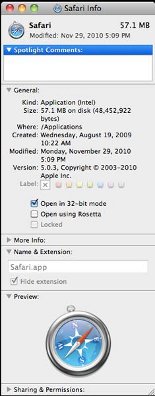 open Safari in 32-bit mode